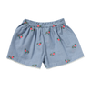 Girls Coco Palm Stripy Blue  Embroidered Shorts