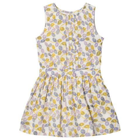 Girls Ecru Ruffled Yellow Pansies Dress