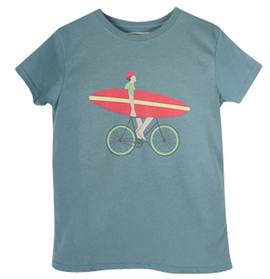 Boys Petrol Blue Phine Bicycle and Board Print T Shirt