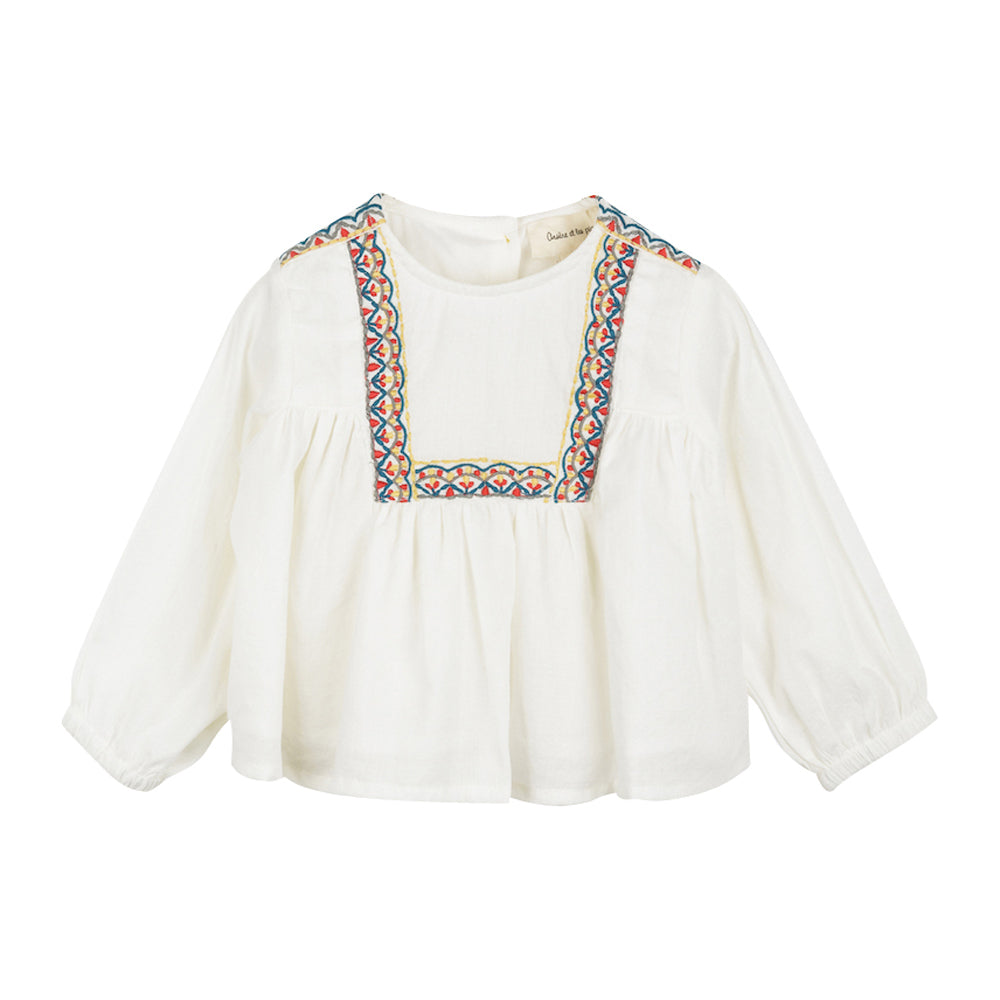 Baby Girl Ecru Embroidered Blouse
