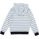 Boys White and Blue Striped Hooded Sweatshirt