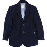 Boys Navy Blue Piqué Suit Jacket