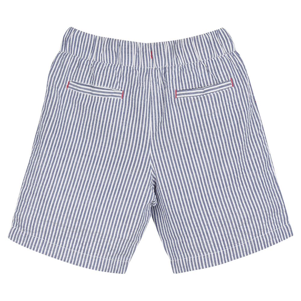 Boys Navy Paltro Seersucker Bermuda Shorts