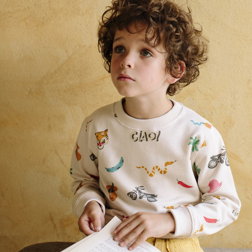Boys & Girls Organic Ecru India Boy Sweatshirt