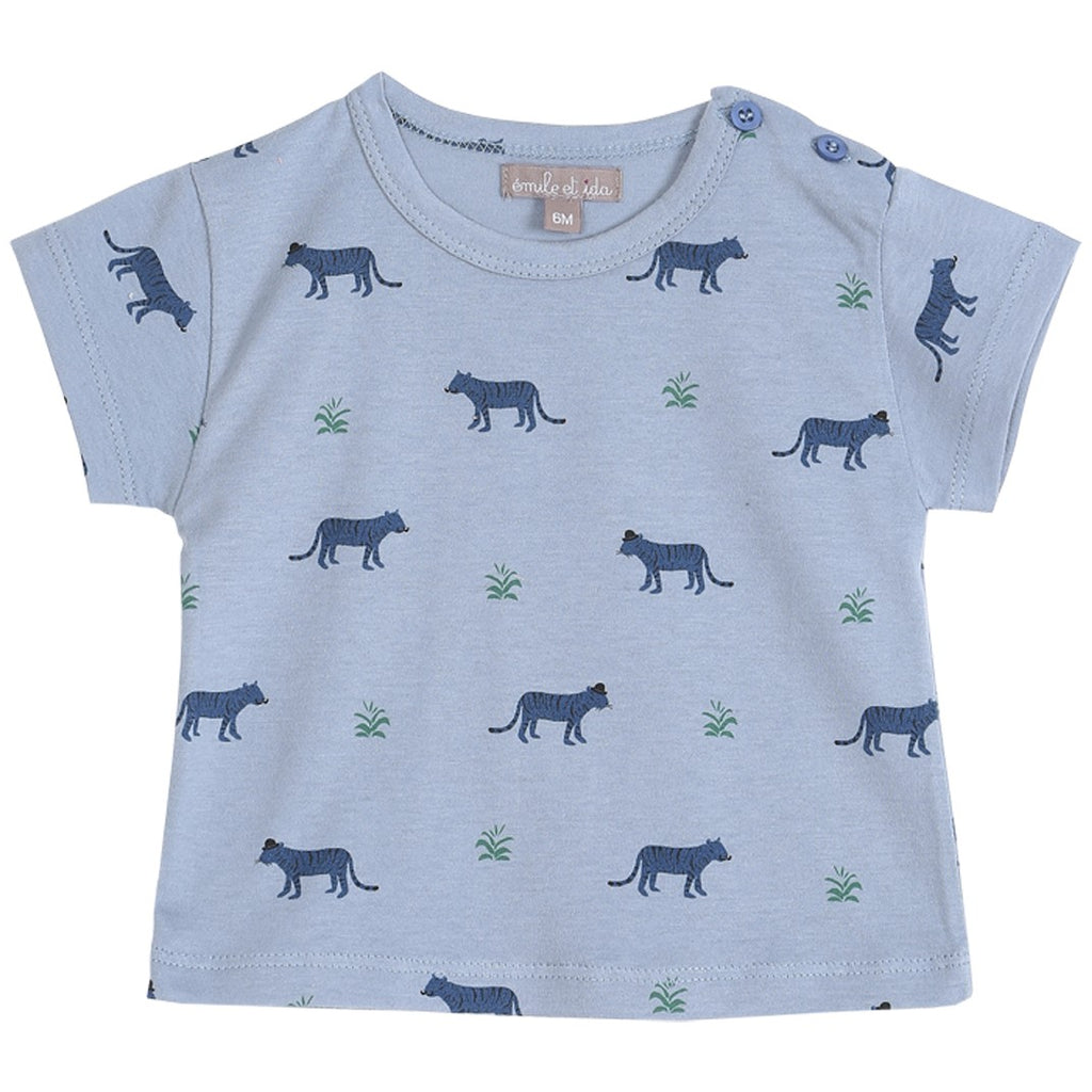 Baby Boys Organic Cotton Blue Tigers T Shirt