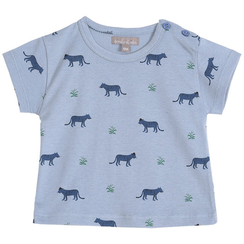 Boys Petrol Blue Phine Bicycle and Board Print T Shirt