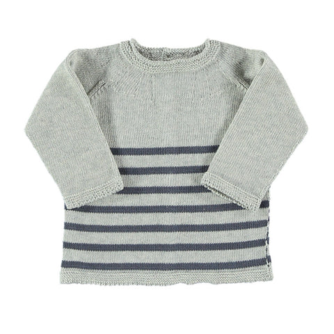 Baby Prima Cotton Verano Short Sleeves Pyjamas, Grey Stripes.