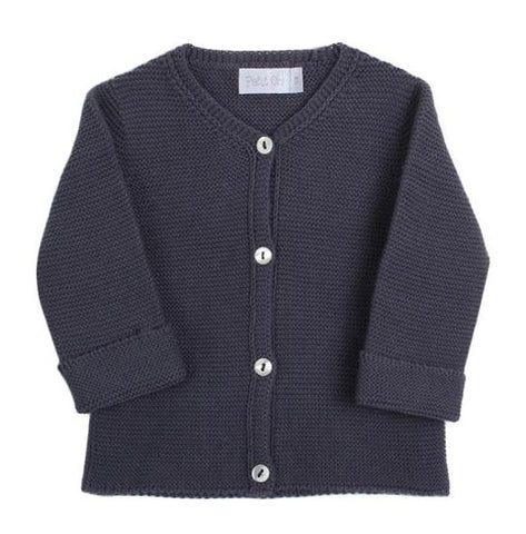 Boys Navy Blue Textured Cardigan