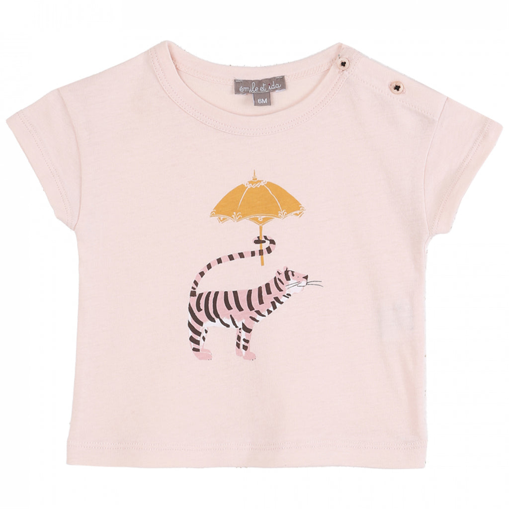 Baby Girl & Boys Tiger with Umbrella T shirt