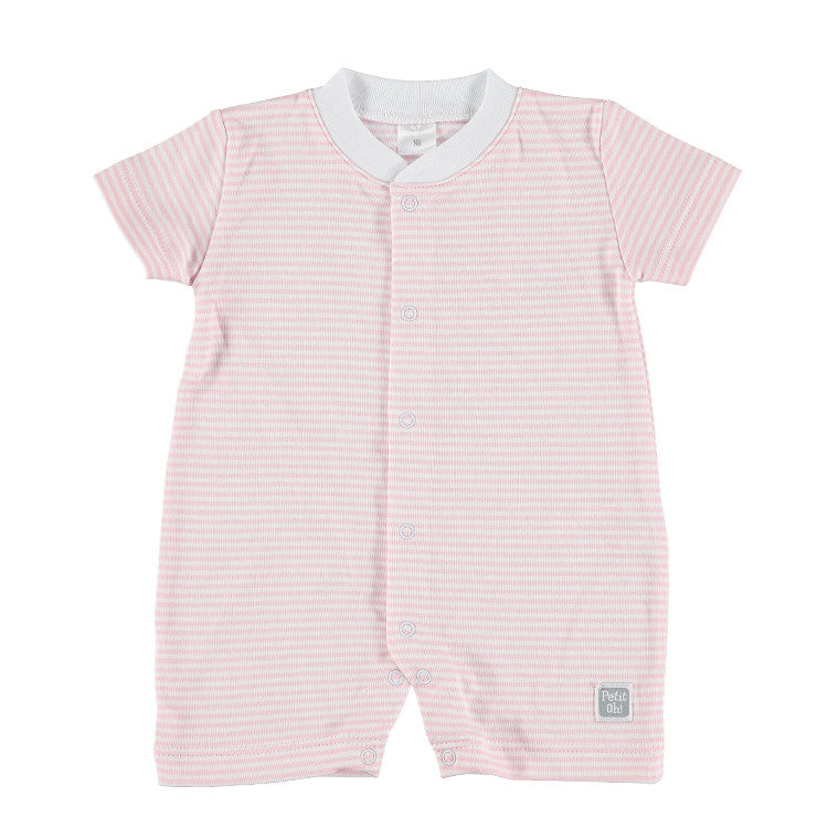 Baby Pima Cotton Verano Short Sleeves Pyjamas, Pink Stripes.