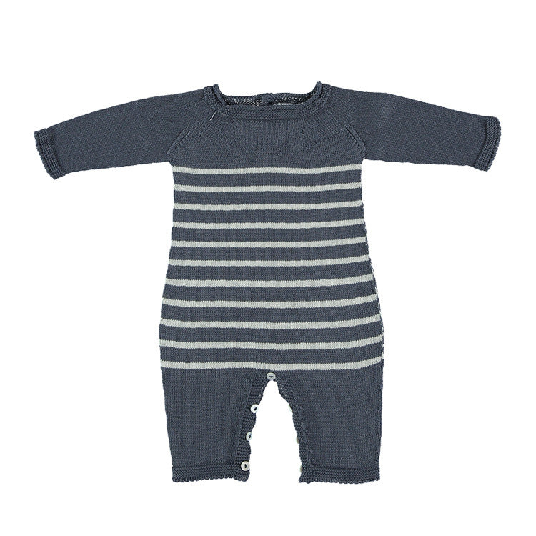 Baby Seam Free Knitted Romper Light Grey stripes