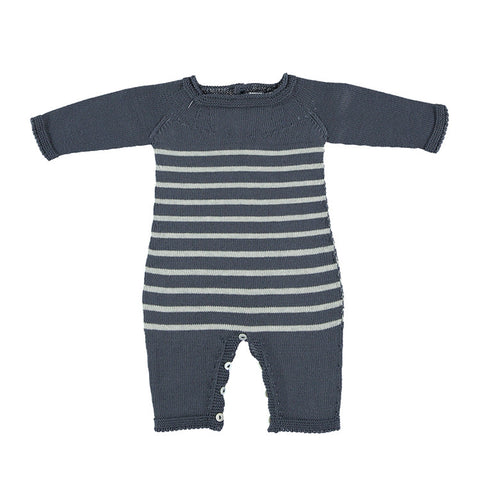 Baby Prima Cotton Verano Short Sleeves Pyjamas, Grey Stripes.