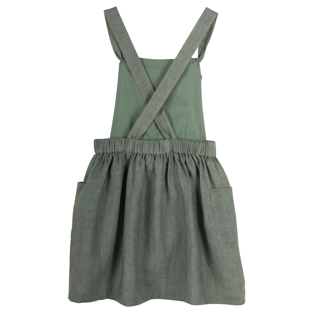 Girls Parfaite Olive Linen Dress