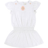 Girls White & Pink Embroidered Dress